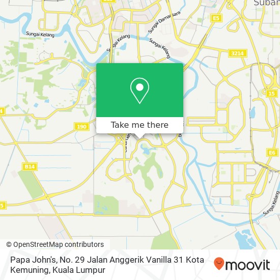 Peta Papa John's, No. 29 Jalan Anggerik Vanilla 31 Kota Kemuning