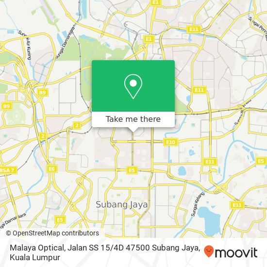 Peta Malaya Optical, Jalan SS 15 / 4D 47500 Subang Jaya