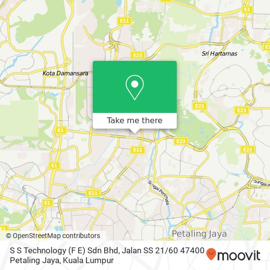 S S Technology (F E) Sdn Bhd, Jalan SS 21 / 60 47400 Petaling Jaya map