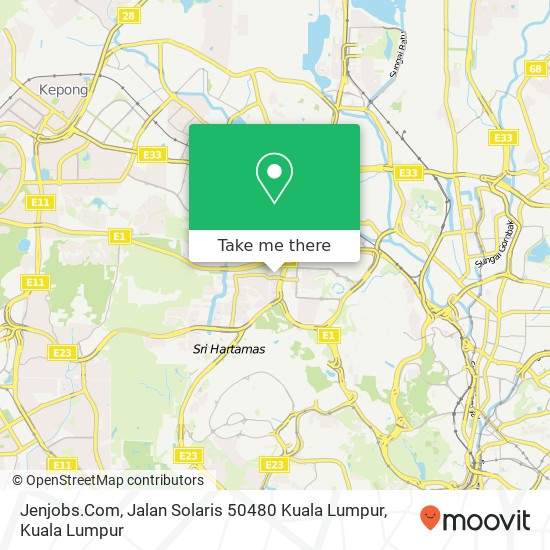 Peta Jenjobs.Com, Jalan Solaris 50480 Kuala Lumpur