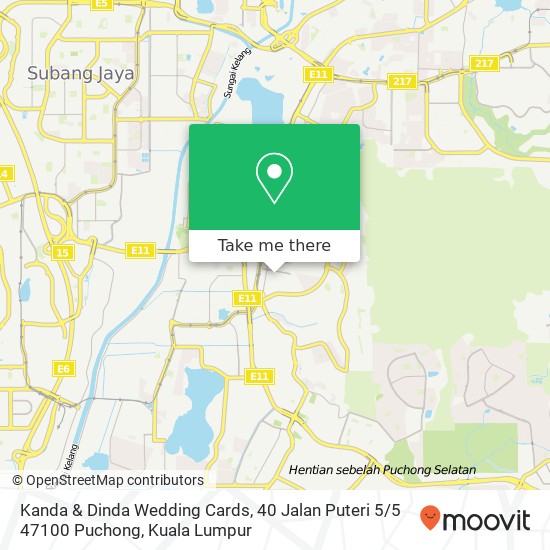 Peta Kanda & Dinda Wedding Cards, 40 Jalan Puteri 5 / 5 47100 Puchong