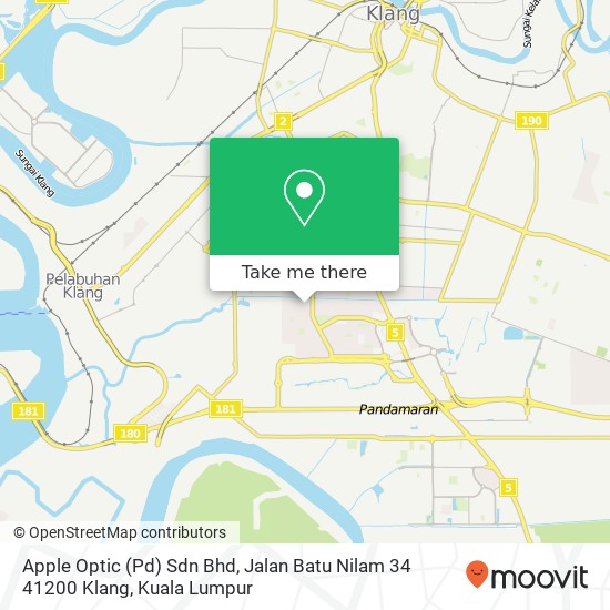 Peta Apple Optic (Pd) Sdn Bhd, Jalan Batu Nilam 34 41200 Klang