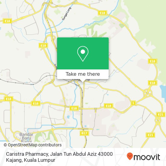 Peta Caristra Pharmacy, Jalan Tun Abdul Aziz 43000 Kajang