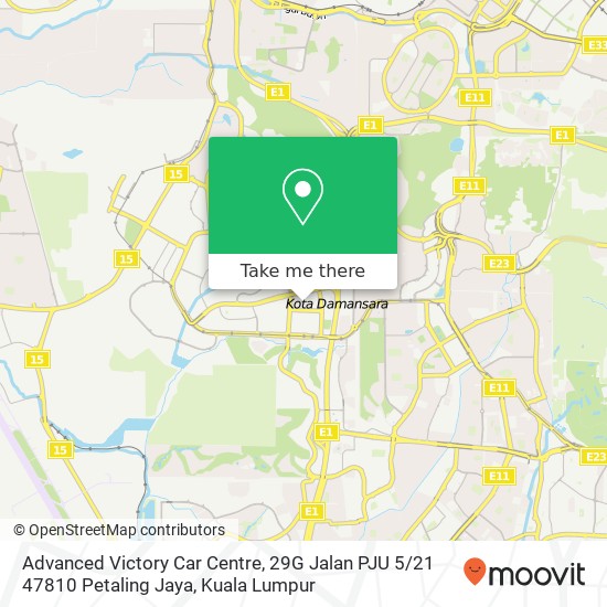 Peta Advanced Victory Car Centre, 29G Jalan PJU 5 / 21 47810 Petaling Jaya