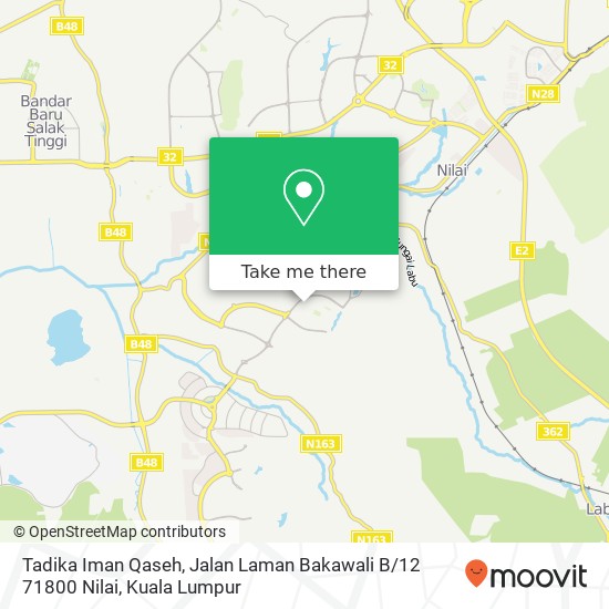 Peta Tadika Iman Qaseh, Jalan Laman Bakawali B / 12 71800 Nilai