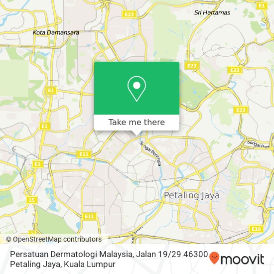 Peta Persatuan Dermatologi Malaysia, Jalan 19 / 29 46300 Petaling Jaya