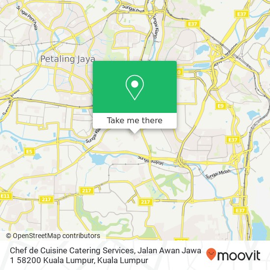 Peta Chef de Cuisine Catering Services, Jalan Awan Jawa 1 58200 Kuala Lumpur