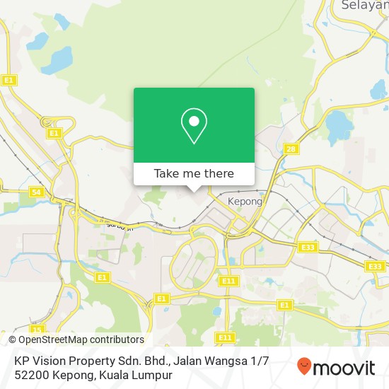 Peta KP Vision Property Sdn. Bhd., Jalan Wangsa 1 / 7 52200 Kepong