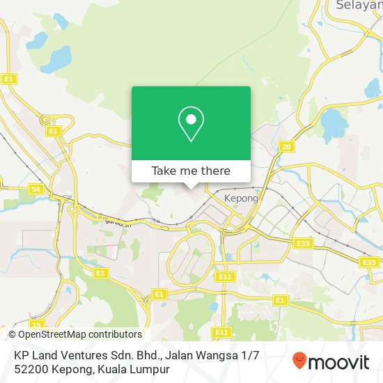 Peta KP Land Ventures Sdn. Bhd., Jalan Wangsa 1 / 7 52200 Kepong