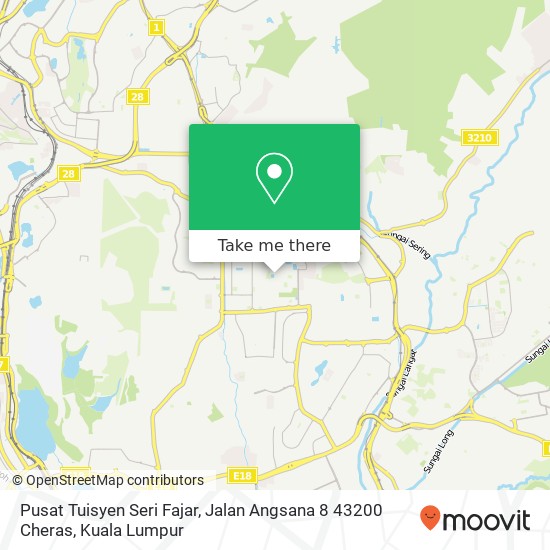 Peta Pusat Tuisyen Seri Fajar, Jalan Angsana 8 43200 Cheras