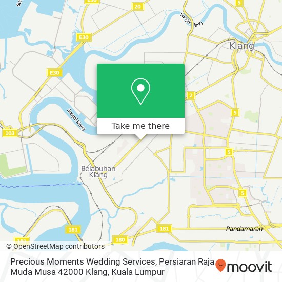 Peta Precious Moments Wedding Services, Persiaran Raja Muda Musa 42000 Klang