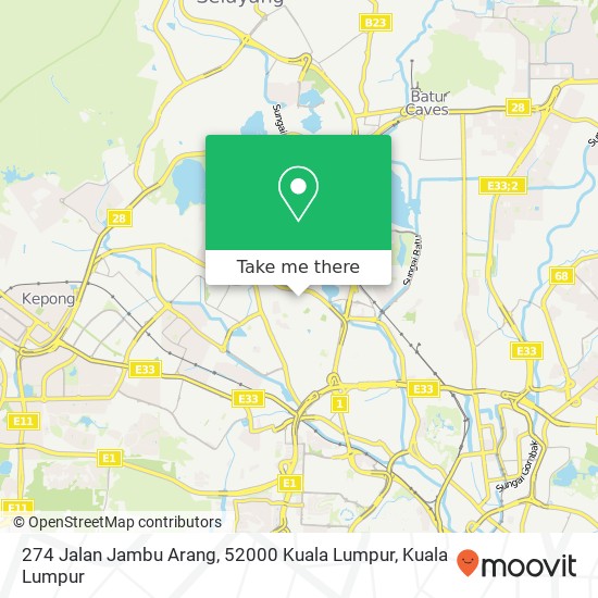 Peta 274 Jalan Jambu Arang, 52000 Kuala Lumpur
