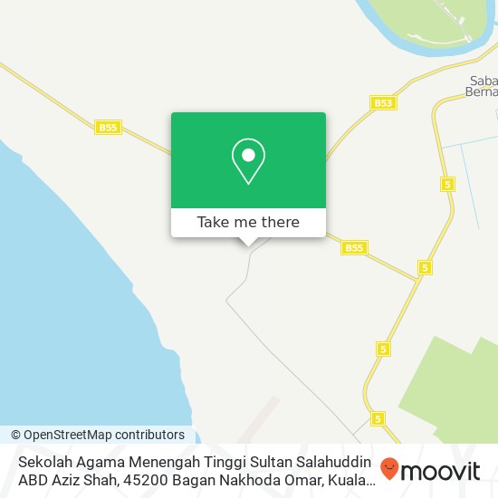 Peta Sekolah Agama Menengah Tinggi Sultan Salahuddin ABD Aziz Shah, 45200 Bagan Nakhoda Omar