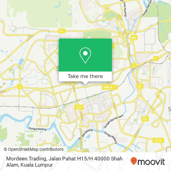 Peta Mordeen Trading, Jalan Pahat H15 / H 40000 Shah Alam