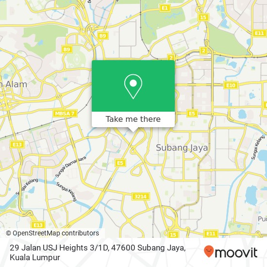 Peta 29 Jalan USJ Heights 3 / 1D, 47600 Subang Jaya