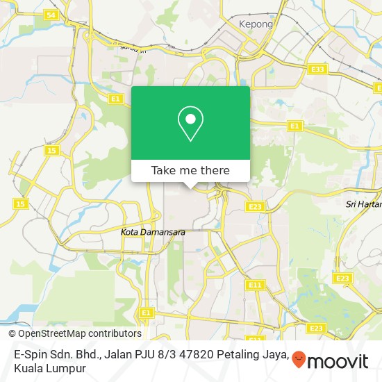 Peta E-Spin Sdn. Bhd., Jalan PJU 8 / 3 47820 Petaling Jaya