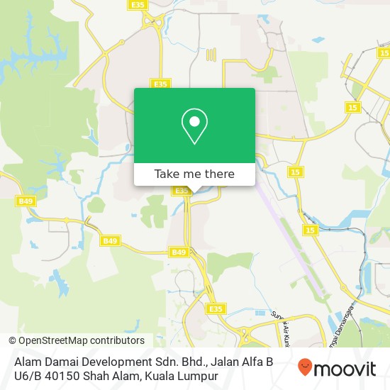 Peta Alam Damai Development Sdn. Bhd., Jalan Alfa B U6 / B 40150 Shah Alam