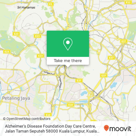 Peta Alzheimer's Disease Foundation Day Care Centre, Jalan Taman Seputeh 58000 Kuala Lumpur