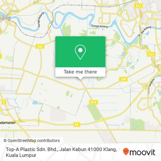 Peta Top-A Plastic Sdn. Bhd., Jalan Kebun 41000 Klang