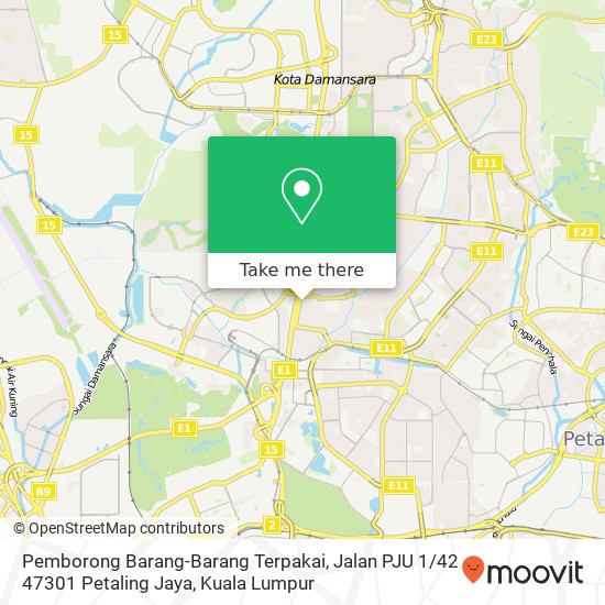 Peta Pemborong Barang-Barang Terpakai, Jalan PJU 1 / 42 47301 Petaling Jaya