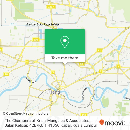 The Chambers of Krish, Mangales & Associates, Jalan Kelicap 42B / KU 1 41050 Kapar map