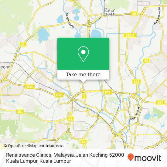 Peta Renaissance Clinics, Malaysia, Jalan Kuching 52000 Kuala Lumpur