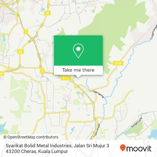 Peta Syarikat Bolid Metal Industries, Jalan Sri Mujur 3 43200 Cheras