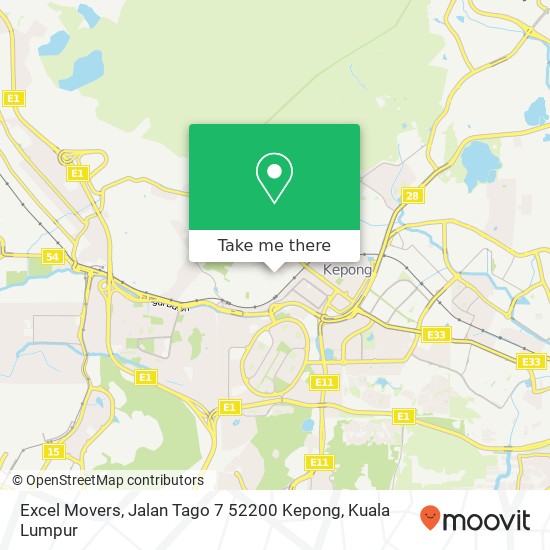 Peta Excel Movers, Jalan Tago 7 52200 Kepong