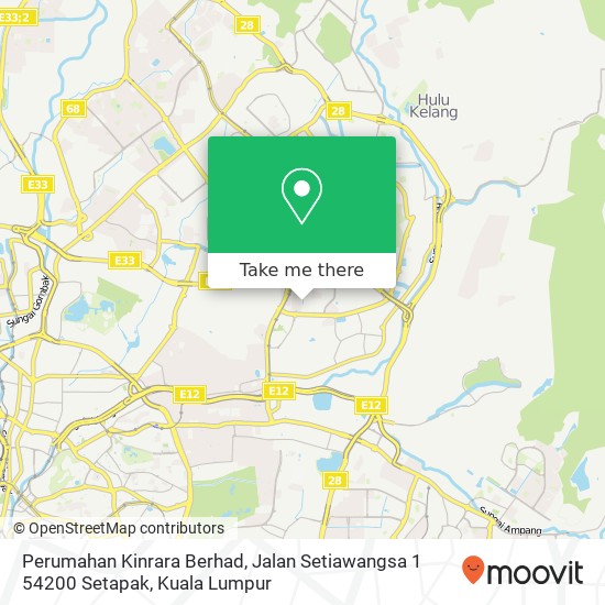 Peta Perumahan Kinrara Berhad, Jalan Setiawangsa 1 54200 Setapak