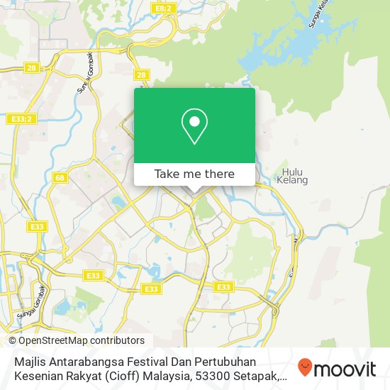 Majlis Antarabangsa Festival Dan Pertubuhan Kesenian Rakyat (Cioff) Malaysia, 53300 Setapak map