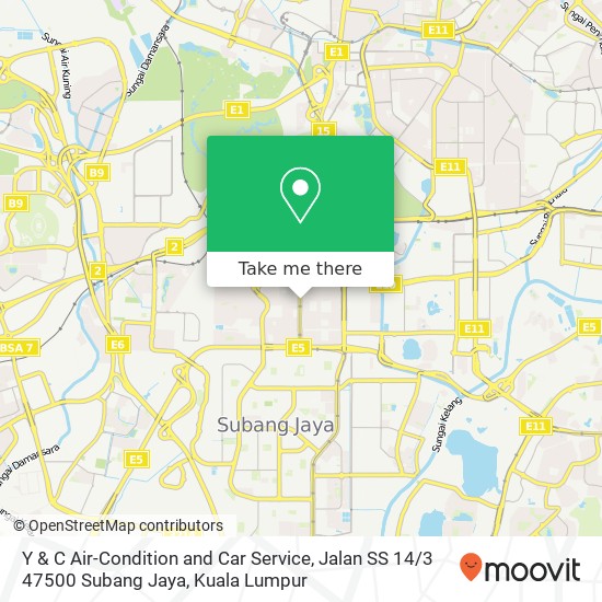 Y & C Air-Condition and Car Service, Jalan SS 14 / 3 47500 Subang Jaya map