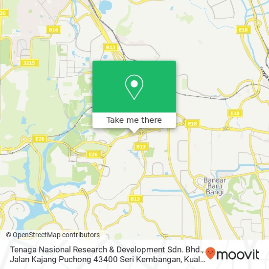 Tenaga Nasional Research & Development Sdn. Bhd., Jalan Kajang Puchong 43400 Seri Kembangan map