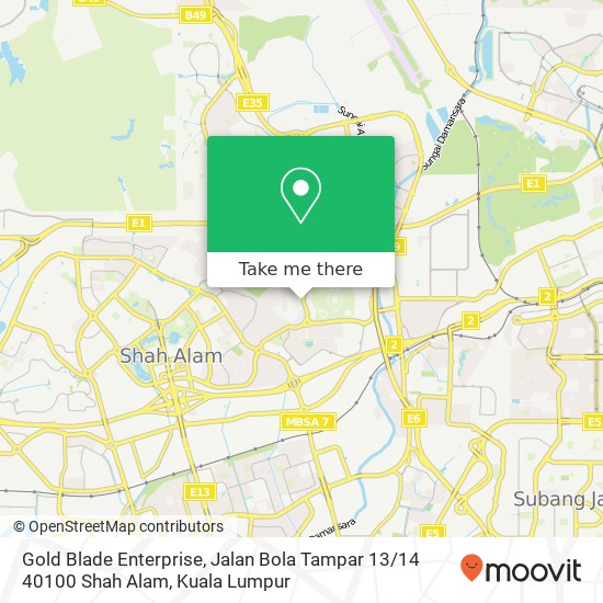 Peta Gold Blade Enterprise, Jalan Bola Tampar 13 / 14 40100 Shah Alam