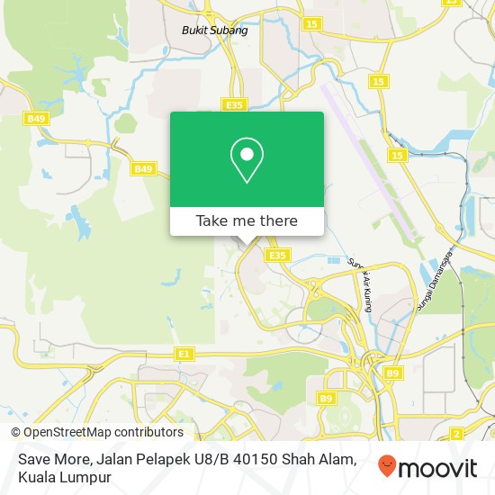 Peta Save More, Jalan Pelapek U8 / B 40150 Shah Alam