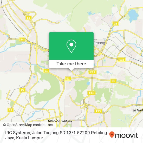 IRC Systems, Jalan Tanjung SD 13 / 1 52200 Petaling Jaya map