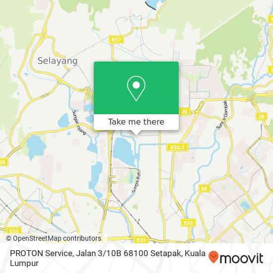 Peta PROTON Service, Jalan 3 / 10B 68100 Setapak