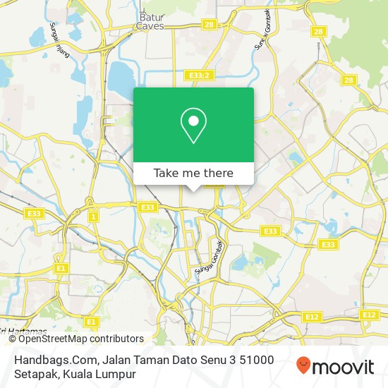 Peta Handbags.Com, Jalan Taman Dato Senu 3 51000 Setapak