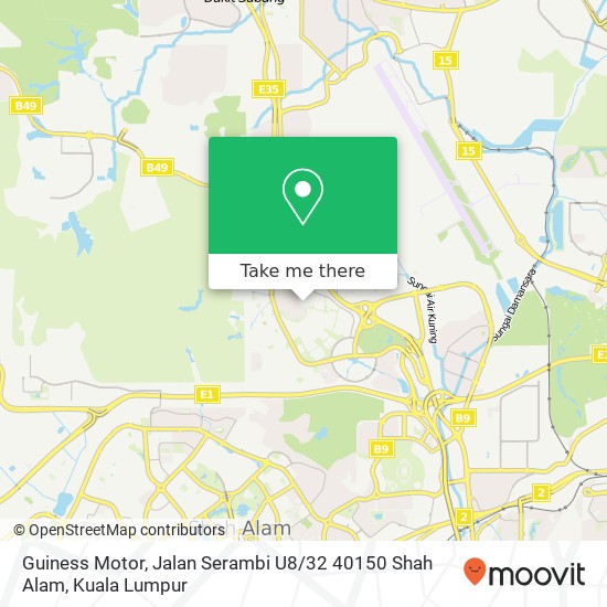 Peta Guiness Motor, Jalan Serambi U8 / 32 40150 Shah Alam