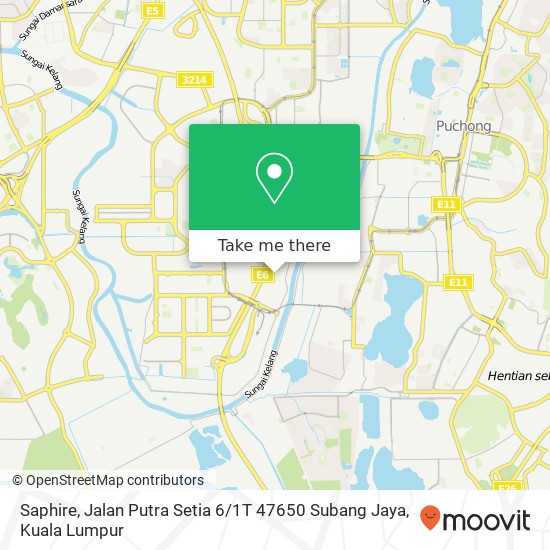 Peta Saphire, Jalan Putra Setia 6 / 1T 47650 Subang Jaya