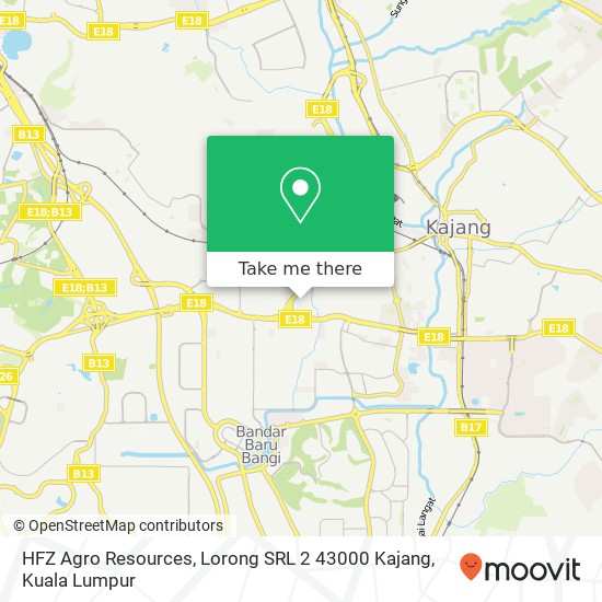 Peta HFZ Agro Resources, Lorong SRL 2 43000 Kajang