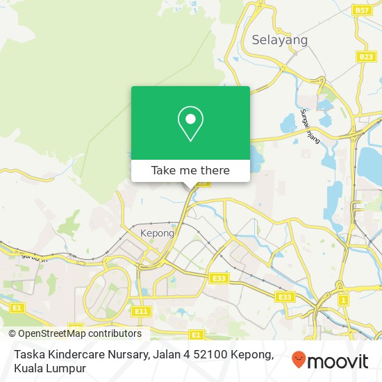 Peta Taska Kindercare Nursary, Jalan 4 52100 Kepong