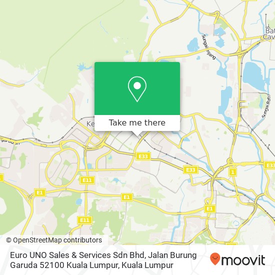 Peta Euro UNO Sales & Services Sdn Bhd, Jalan Burung Garuda 52100 Kuala Lumpur