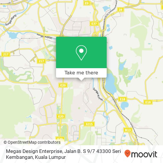 Peta Megas Design Enterprise, Jalan B. S 9 / 7 43300 Seri Kembangan