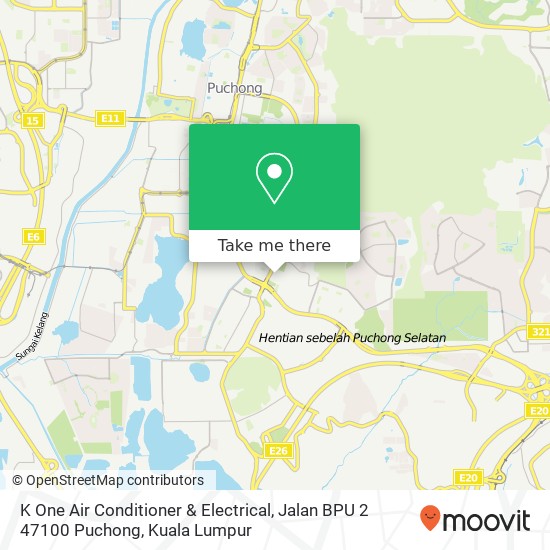 K One Air Conditioner & Electrical, Jalan BPU 2 47100 Puchong map