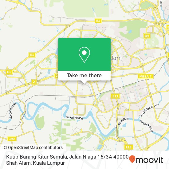 Peta Kutip Barang Kitar Semula, Jalan Niaga 16 / 3A 40000 Shah Alam