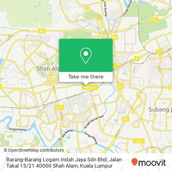 Barang-Barang Logam Indah Jaya Sdn Bhd, Jalan Takal 15 / 21 40000 Shah Alam map