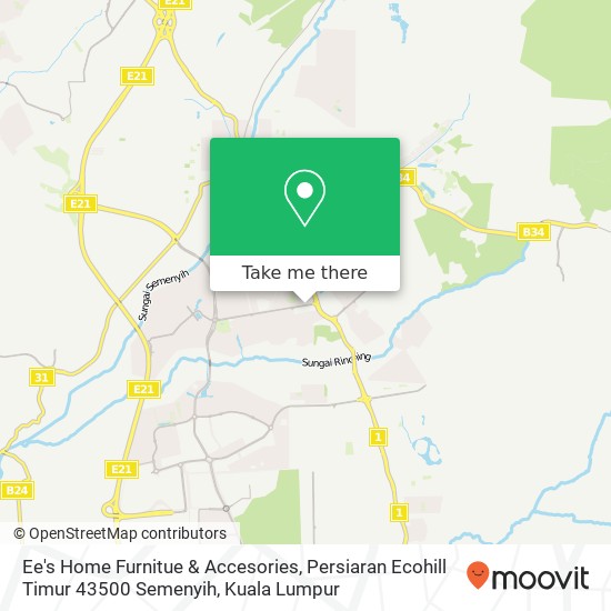Peta Ee's Home Furnitue & Accesories, Persiaran Ecohill Timur 43500 Semenyih