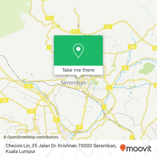 Peta Cheoon Lin, 35 Jalan Dr. Krishnan 70000 Seremban