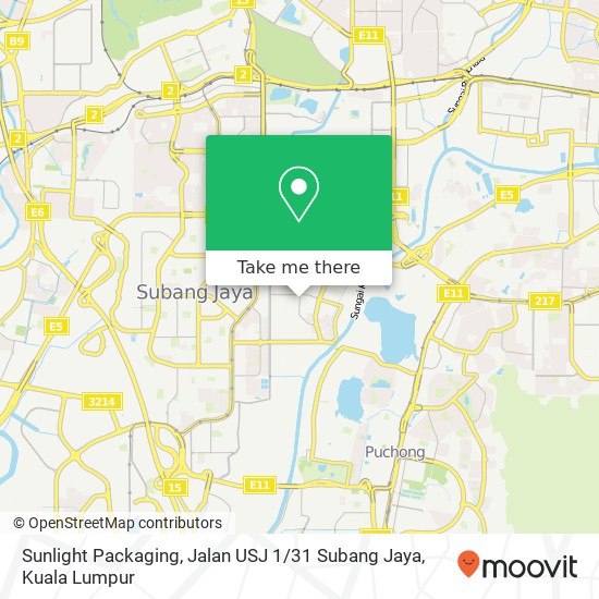 Peta Sunlight Packaging, Jalan USJ 1 / 31 Subang Jaya