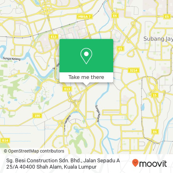 Sg. Besi Construction Sdn. Bhd., Jalan Sepadu A 25 / A 40400 Shah Alam map